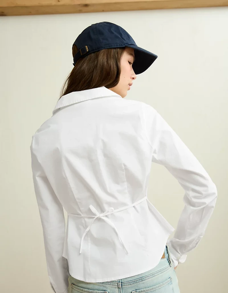 Chemise boutonnée en popeline à coupe ajustée AE