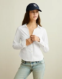 Chemise boutonnée en popeline à coupe ajustée AE