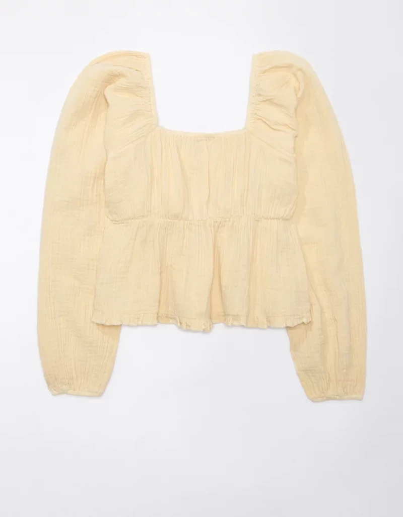 Haut nuisette à manches longues ruché AE