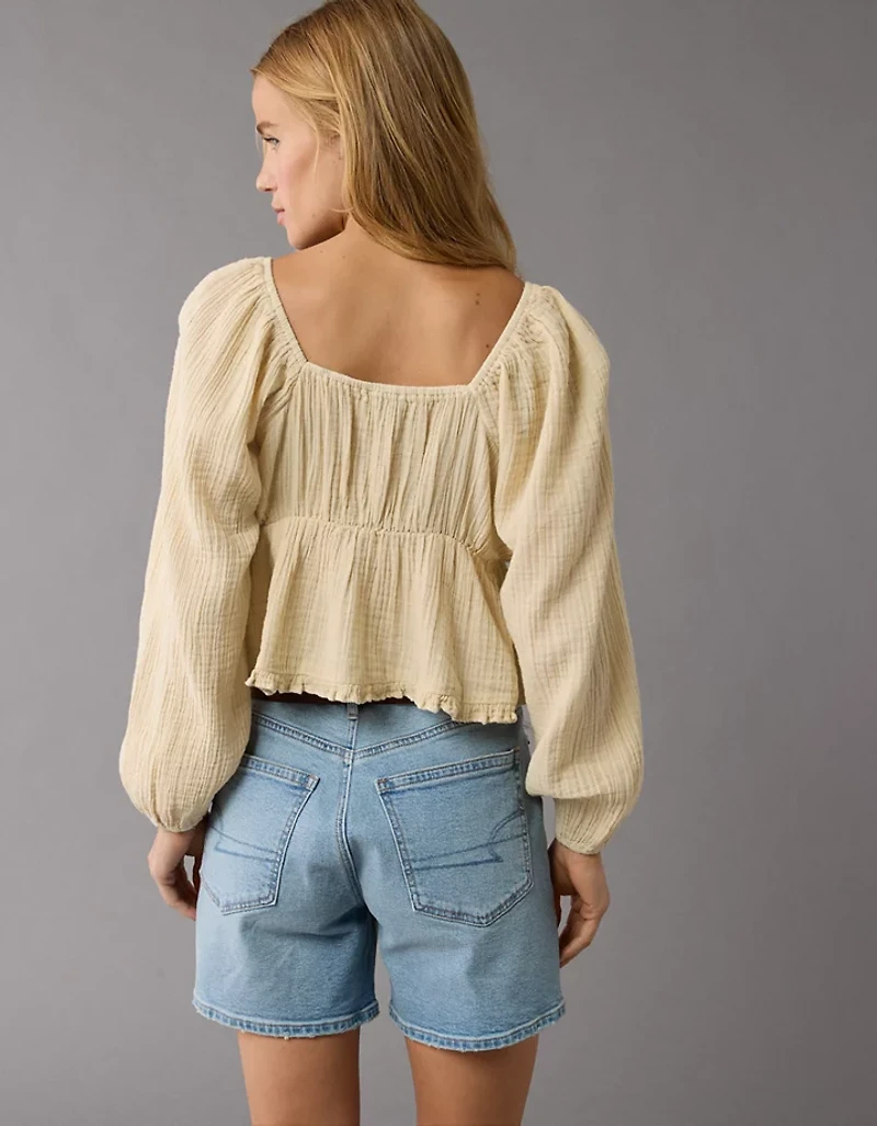 Haut nuisette à manches longues ruché AE