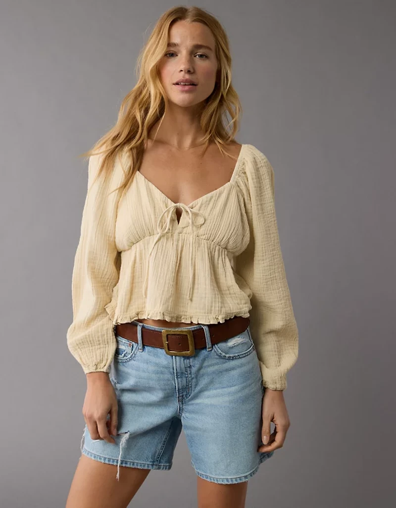 Haut nuisette à manches longues ruché AE