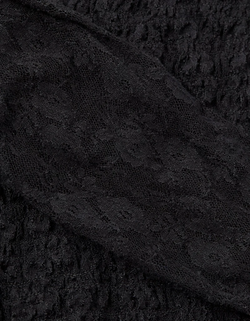 AE Long-Sleeve Lace Smocked Shirt