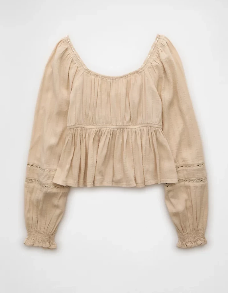 AE Long-Sleeve Babydoll Blouse