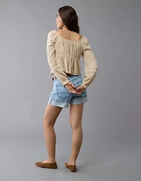 AE Long-Sleeve Babydoll Blouse
