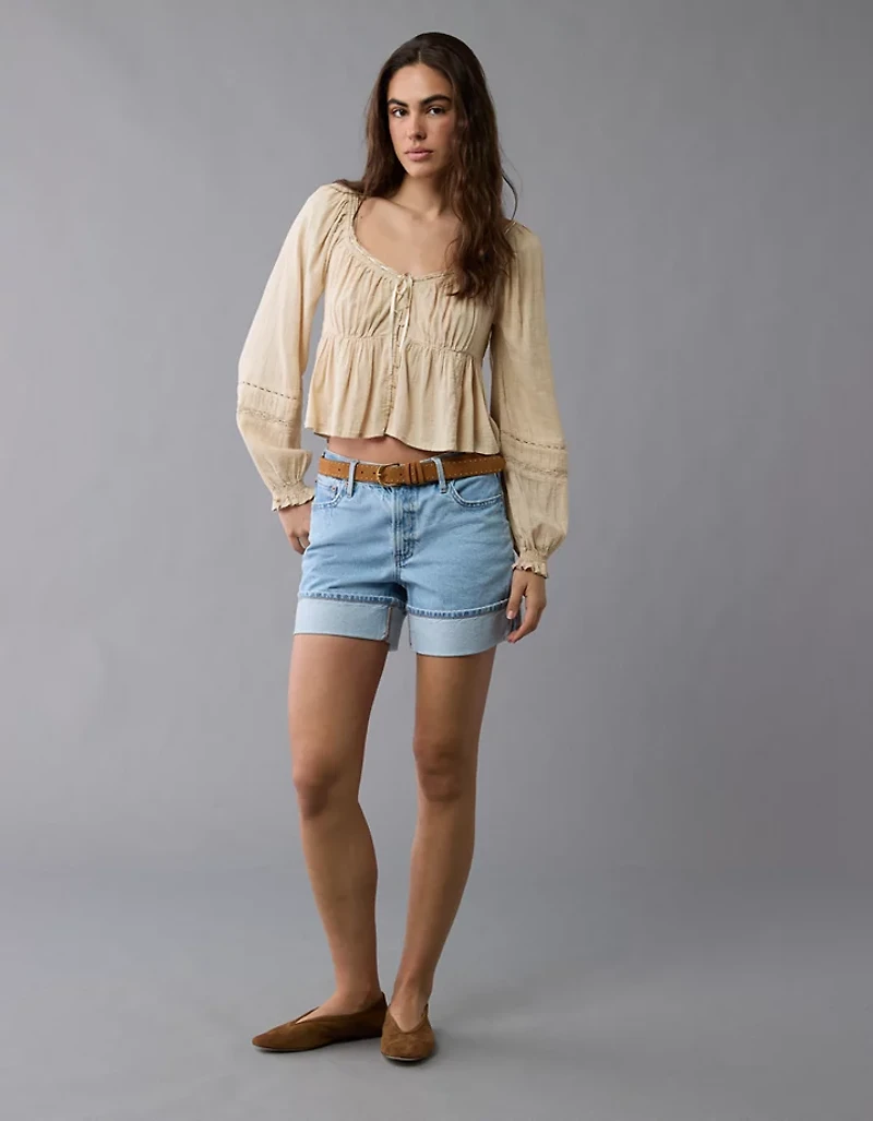 AE Long-Sleeve Babydoll Blouse