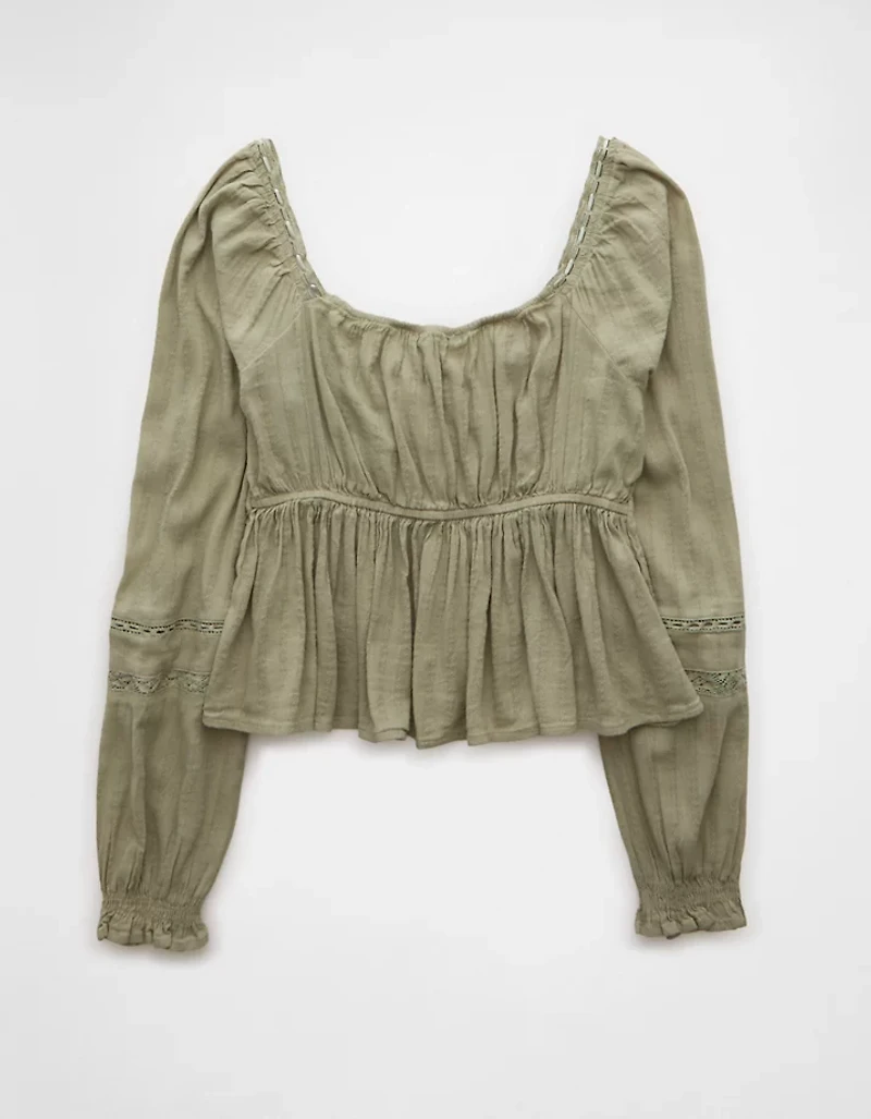 AE Long-Sleeve Babydoll Blouse