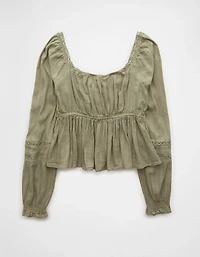 AE Long-Sleeve Babydoll Blouse