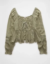 AE Long-Sleeve Babydoll Blouse