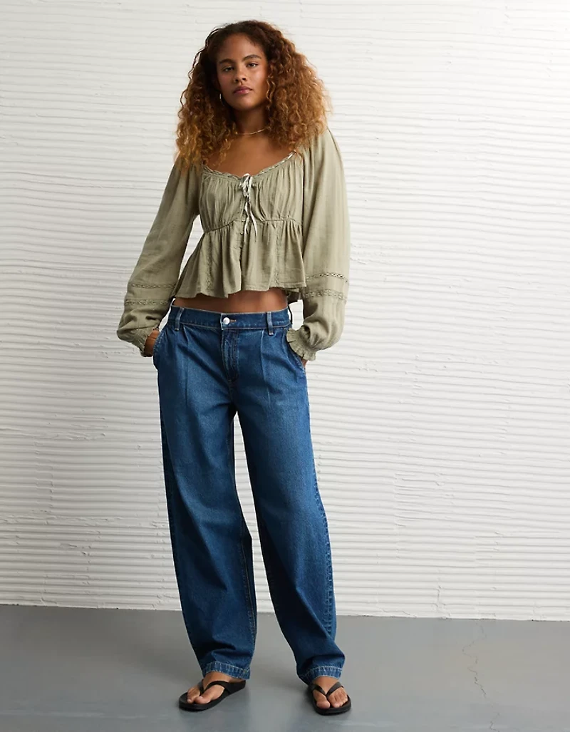 AE Long-Sleeve Babydoll Blouse