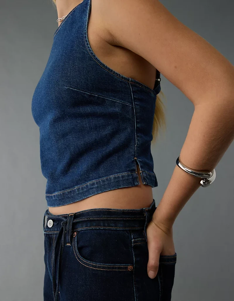 AE Denim Open Back Tank Top