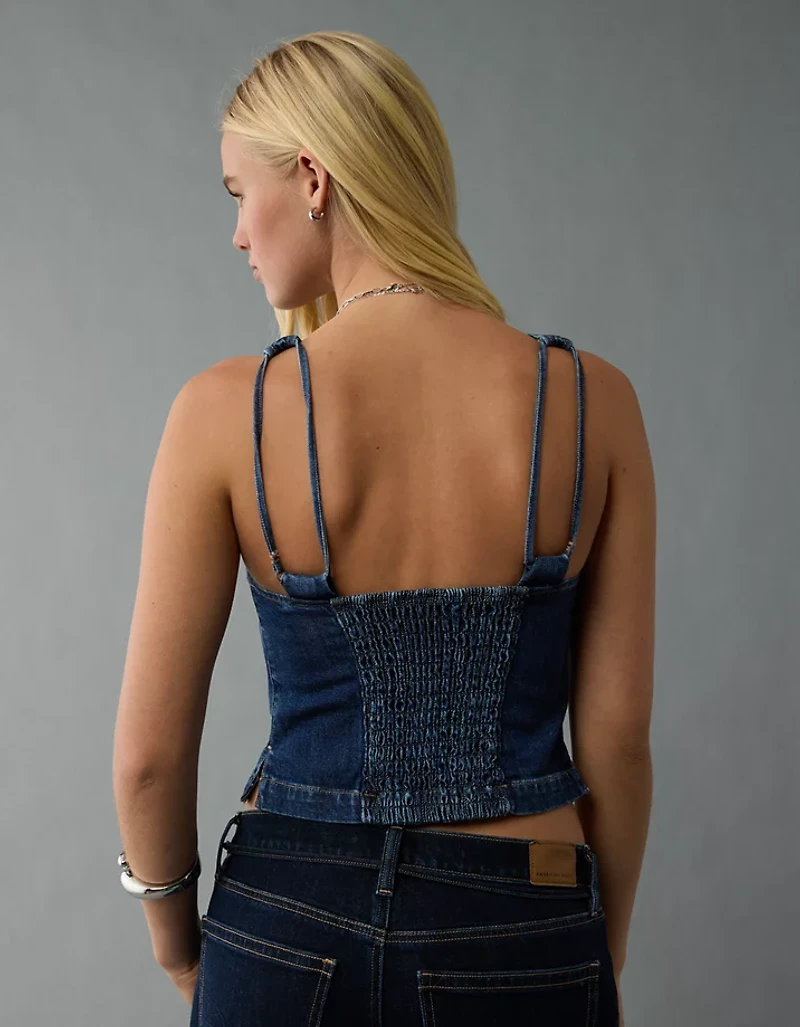 AE Denim Open Back Tank Top