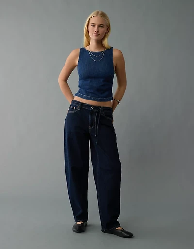 AE Denim Open Back Tank Top