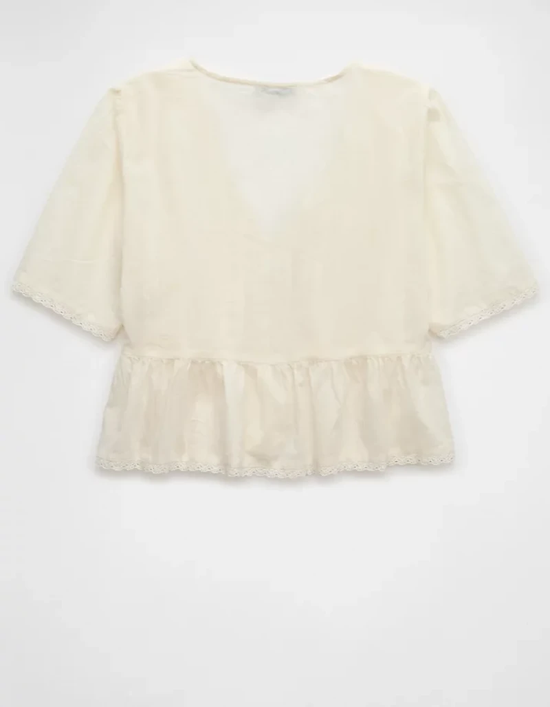 Blouse avec encolure en V et dentelle AE