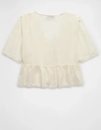Blouse avec encolure en V et dentelle AE
