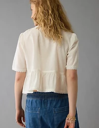 Blouse avec encolure en V et dentelle AE