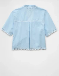 AE Collared Tie Front Embroidered Shirt