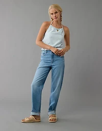 Haut bain-de-soleil à volants encolure haute en denim AE
