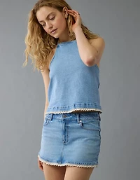 AE Crochet Denim Halter Top