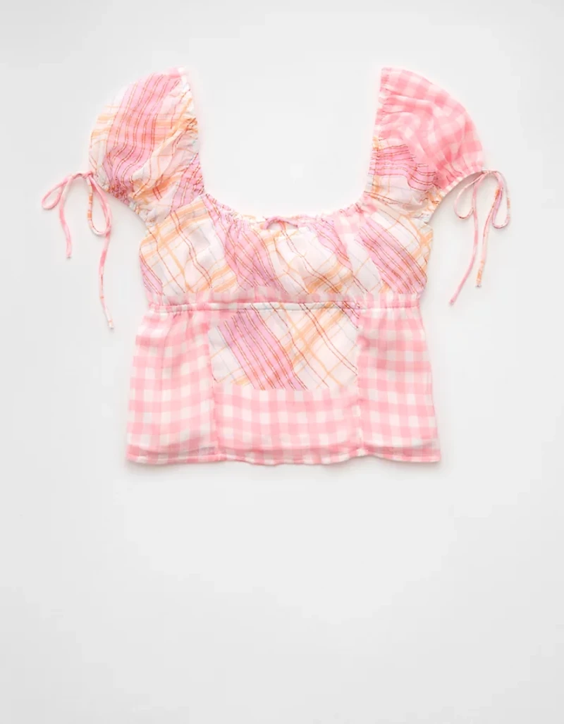 Haut corset à patchwork et mancherons en satin AE