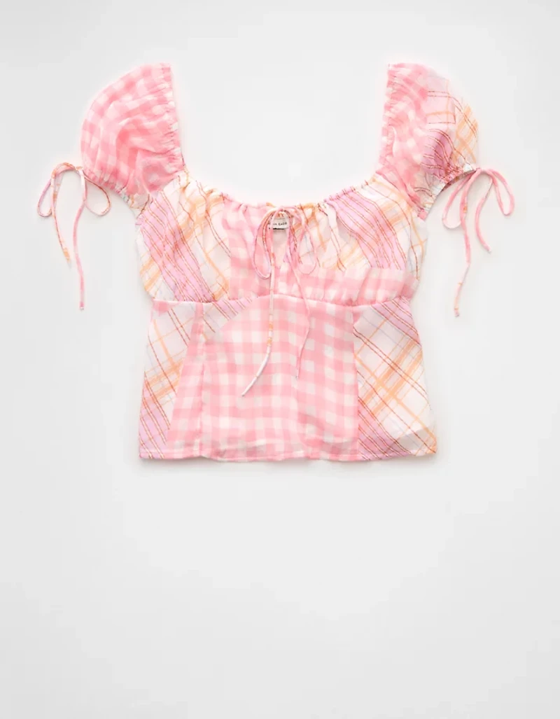 Haut corset à patchwork et mancherons en satin AE
