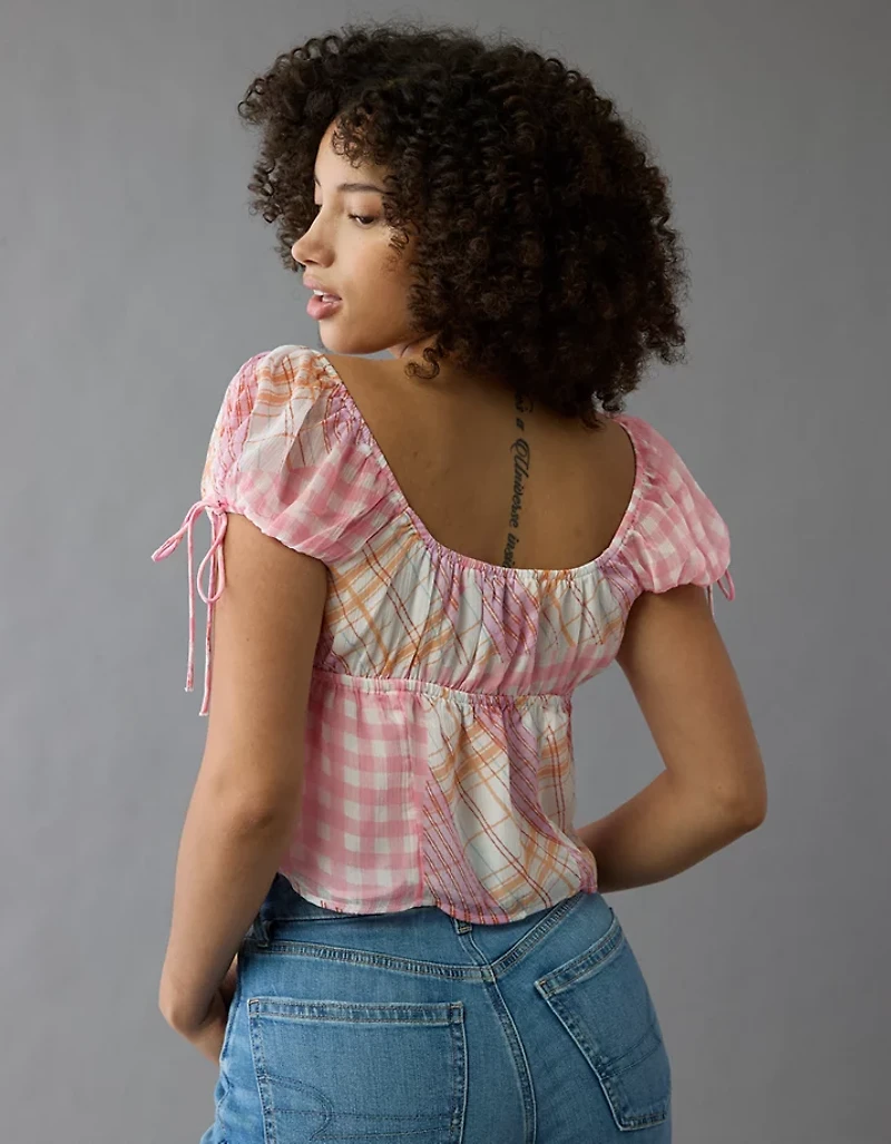Haut corset à patchwork et mancherons en satin AE