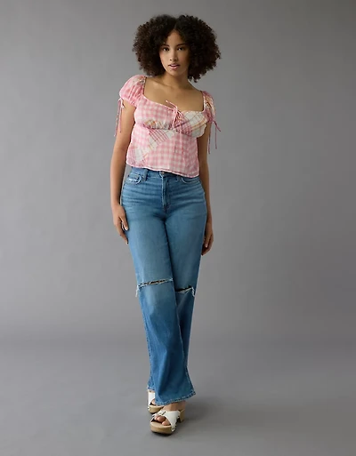 Haut corset à patchwork et mancherons en satin AE