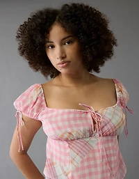 AE Satin Cap Sleeve Patchwork Corset Top