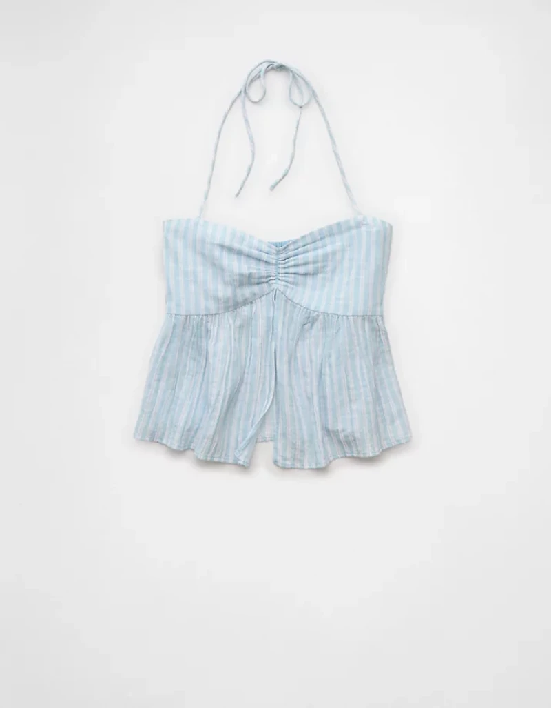 AE Cinched Flyaway Striped Halter Top