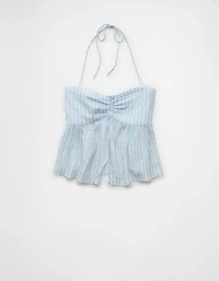 AE Cinched Flyaway Striped Halter Top