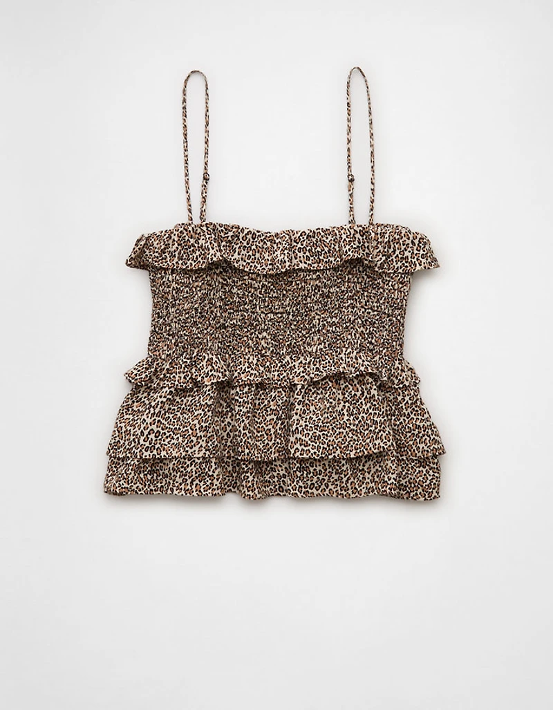 Camisole à décolleté carré smocks et volants AE