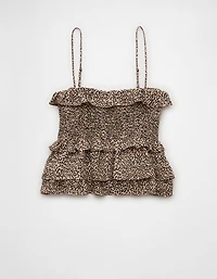 Camisole à décolleté carré smocks et volants AE