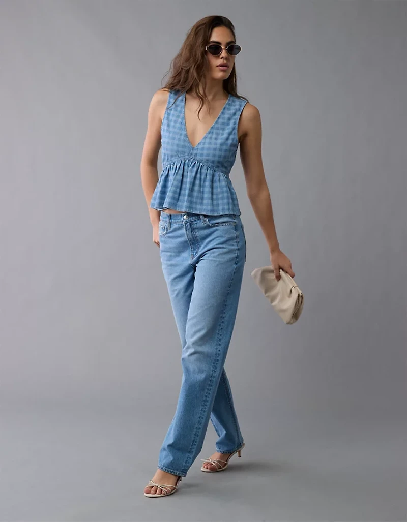 AE V-Neck Denim Babydoll Tank Top