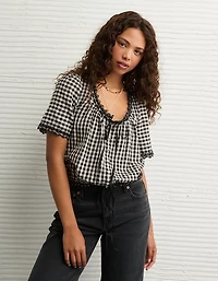 Blouse en guingan à manches courtes AE