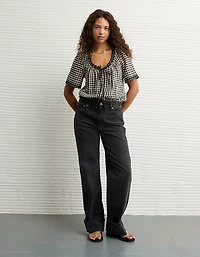 Blouse en guingan à manches courtes AE