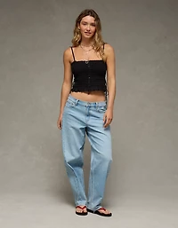 AE Smocked Tie Side Button-Up Tank Top