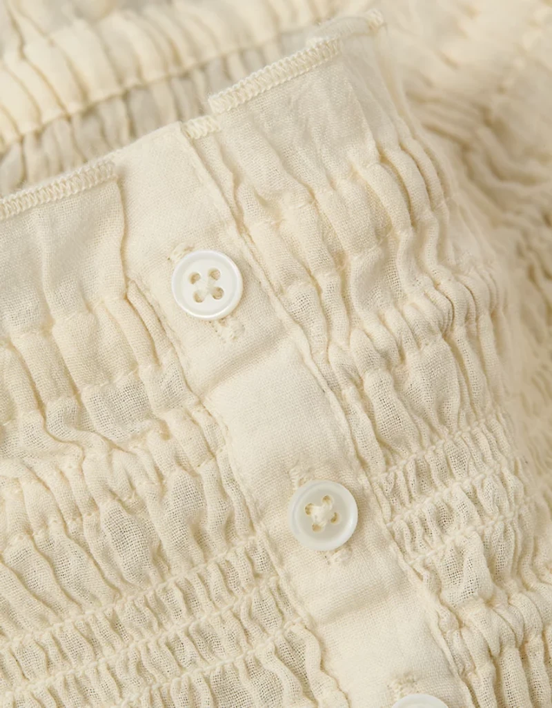 AE Smocked Tie Side Button-Up Tank Top