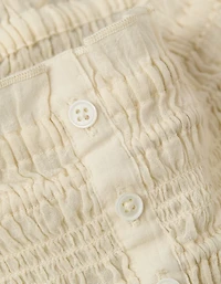 AE Smocked Tie Side Button-Up Tank Top
