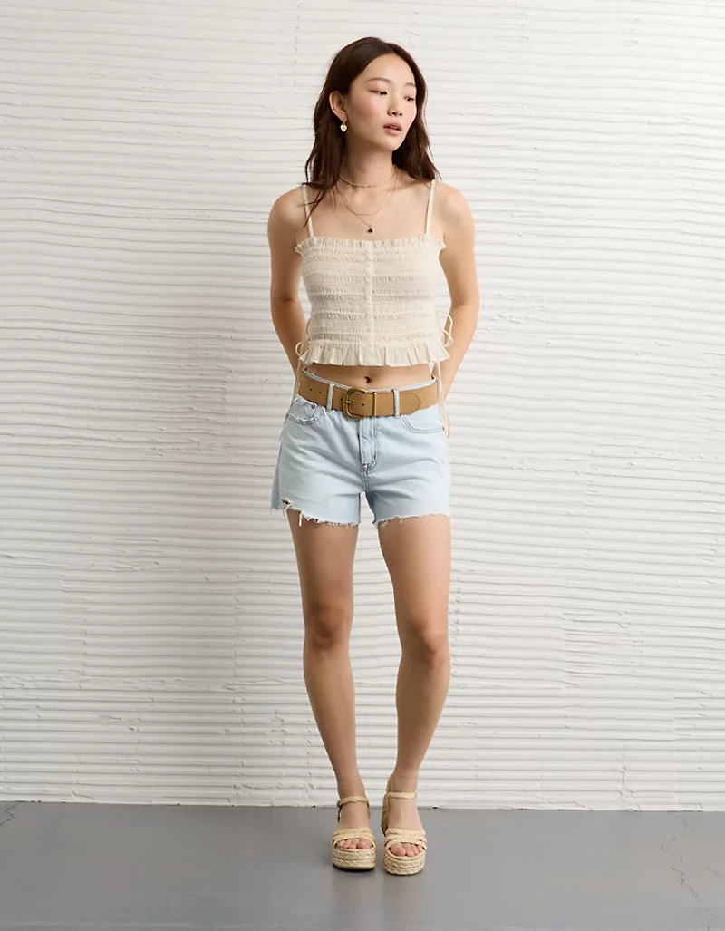 AE Smocked Tie Side Button-Up Tank Top