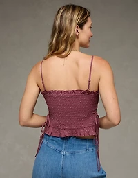 Débardeur boutonné à smocks noué sur le côté AE
