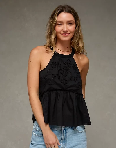 AE Embroidered Halter Tank Top