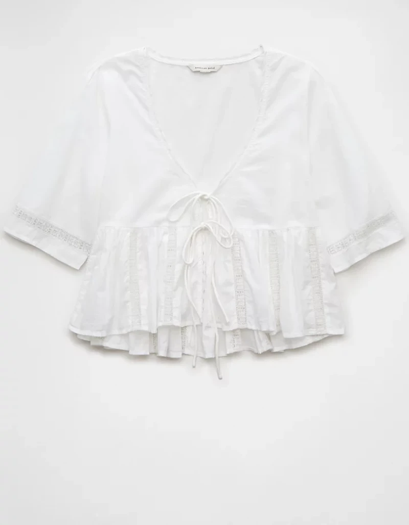 AE Tie Front Bell Flyaway Shirt