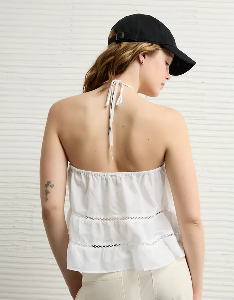 Haut à encolure en Y avec dentelle bain-de-soleil AE