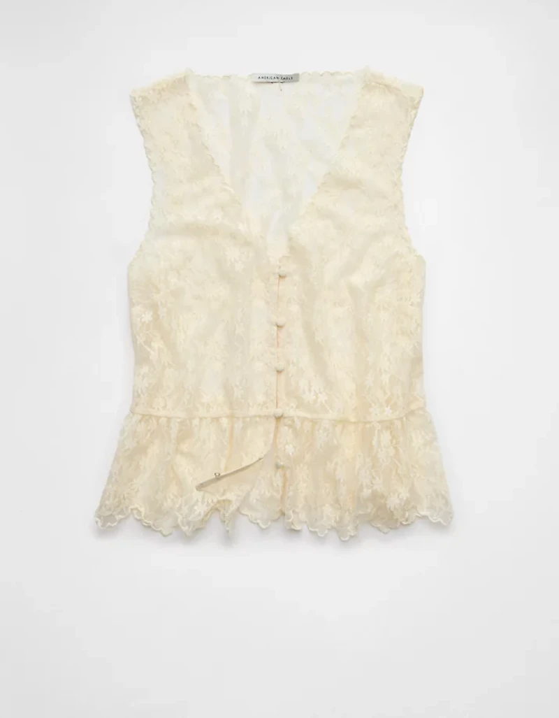 AE Lace Button-Up Vest