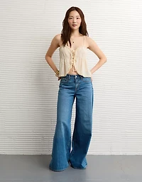 AE Tie Front Ruffle Trim Tank Top