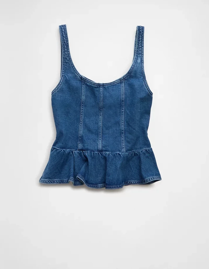Haut bustier lacé en denim AE