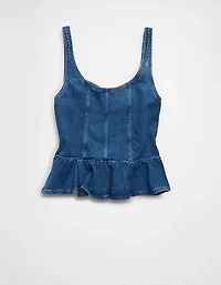 Haut bustier lacé en denim AE