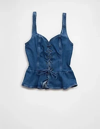 Haut bustier lacé en denim AE