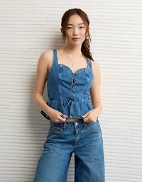 Haut bustier lacé en denim AE