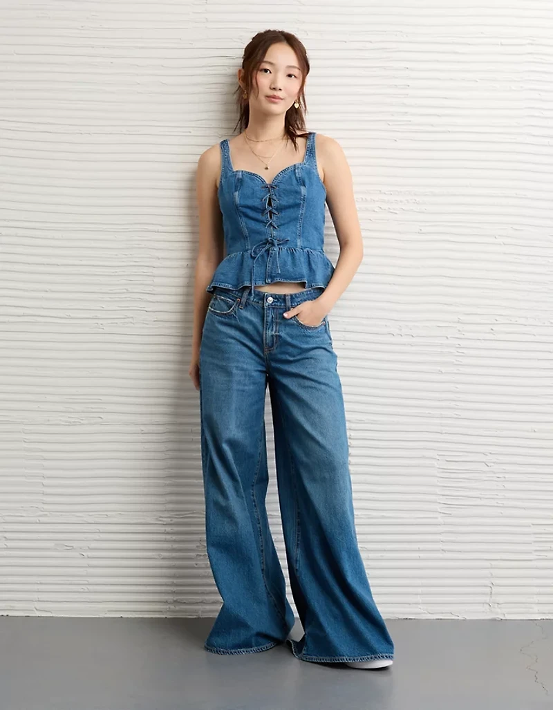 Haut bustier lacé en denim AE