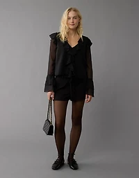 AE Long-Sleeve Chiffon Ruffle Blouse